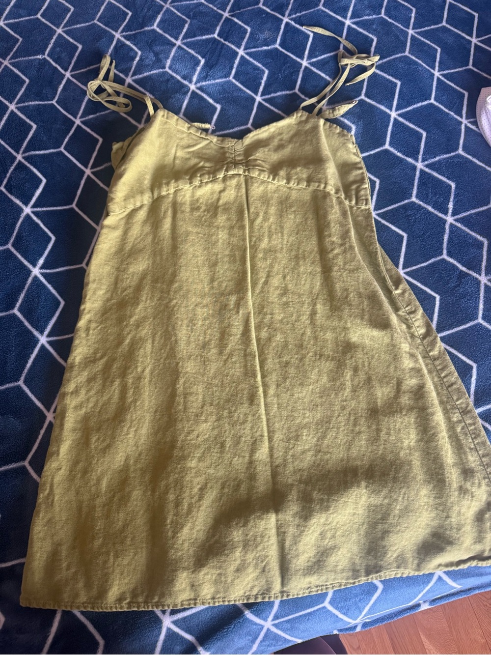 Green linen mini dress